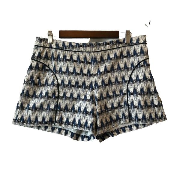 Anthropologie Cartonnier Larimar Ikat Blue Motif High Waist Short Womens 10 - Picture 1 of 12